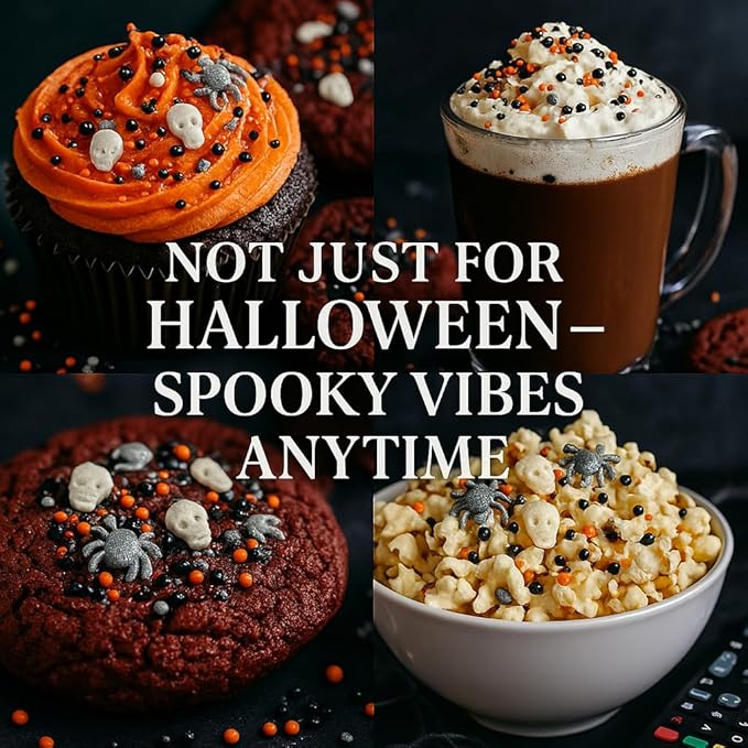 Confect Halloween Edible Sprinkles Bottle | Spooky Cake Decorations for Halloween Cupcakes, Cookies, Treats | Festive Sprinkle Mix for Baking – Witch, Ghost, Pumpkin Shapes – 4.2 Oz (HLWNBOX-BT-12)