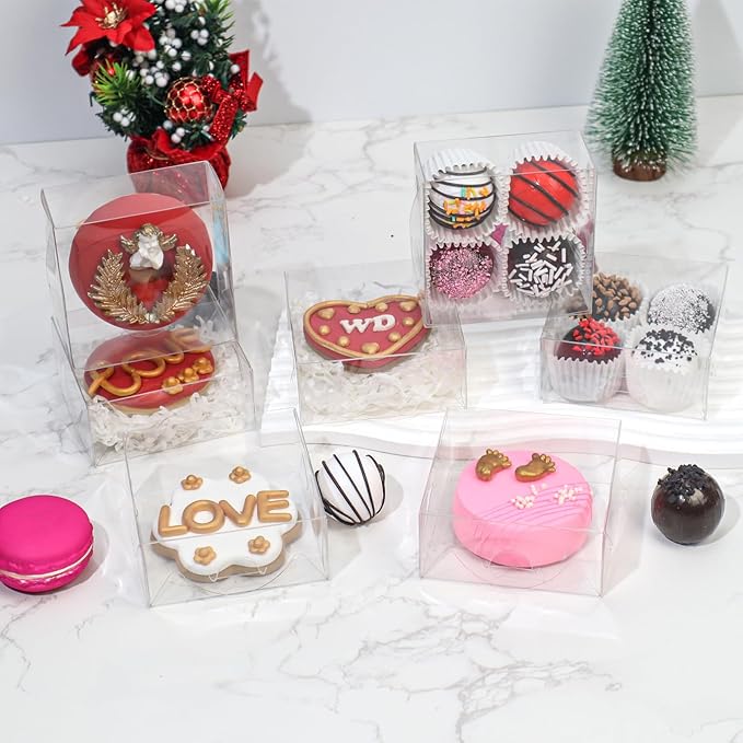 25 PCS Clear Chocolate Truffle Boxes (3¼"X3¼X1½ inches, Holds 4)
