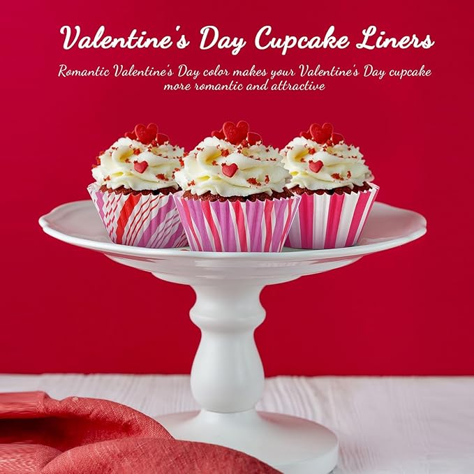 SANNIX 450Pcs Pink Cupcake Liners, Pink Red White Cupcake Wrappers Paper Wraps Muffin Liners for Wedding Birthday Valentines Day Party Candy Cake Decorations Supplies