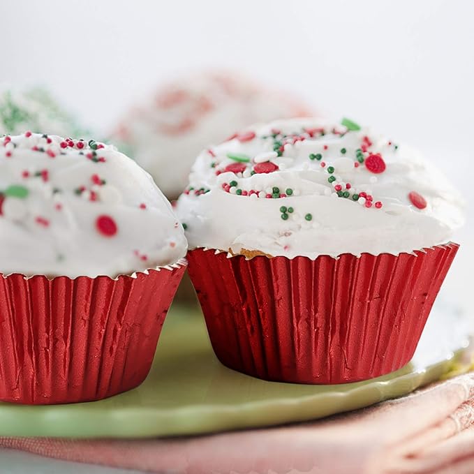 Red Foil Cupcake Liners,GOLF Standard Size Red Foil Cupcake Liners Wrappers Metallic Baking Cups,Muffin Paper Cases, 500 Pack