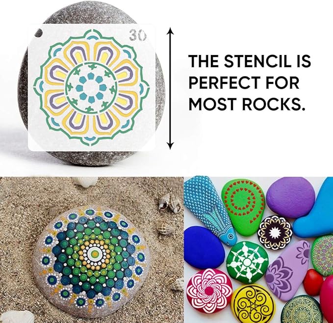 36 PCS Reusable Mandala Stencils for Painting Rocks Wood Canvas Fabric Glass Pottery Art Projects