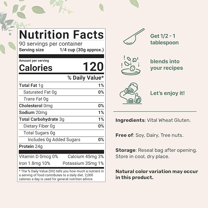 Premium Vital Wheat Gluten, 6lbs Powder | Great for Bread Making & Seitan | 24g High Protein Per Serving | Low Carb Baking Flour | Plant Based | Vegan & Keto Friendly | Non-GMO