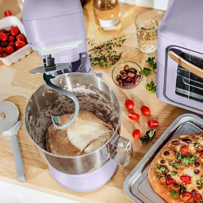 Beautiful 5.3QT Stand Mixer, 300W, 12 Speeds, Tilt-Head, Dishwasher-Safe, Splash Shield, Stainless Steel Bowl, Premium Matte Finish, for Baking & Cooking (Lavender)