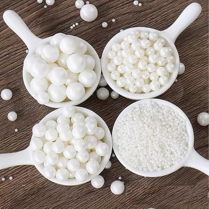 PhilaeEC White Peals 4mm Size Sprinkles for Cake Decoration Edible Candy Baking Cookie Cupcake Toppers Wedding Party Valentines Halloween Christmas Supplies 3.88oz