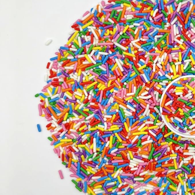 Sentovac Edible Smooth Rainbow Jimmies Sprinkles for Cake Decorating | Cupcake and Ice Cream Toppers Cake Decorations | Soft Jimmies Sprinkles for Baking | 1 Bottle 2.75oz Cookie Decorating Celebrations Wedding Shower Party Chirstmas Supplies