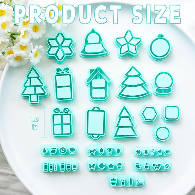 Christmas Bookshelves Polymer Clay Cutters, 22 Shapes for Winter Bookcases Polymer Clay Cutters for Earrings