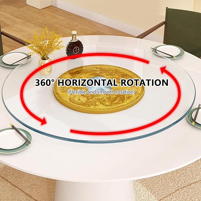 Commercial Glass Rotating Serving Tray for Dining Table, Lazy Susan for Cake Table top, Restaurant Serving Lazy Susan Turntable, Rotating Centerpiece Tray, for Home, Party, Hotel