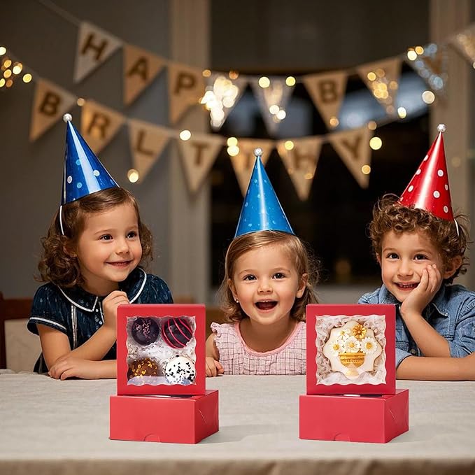 80Pack 4x4x2 Bakery Treat boxes Cookies Boxes Mini Baking Boxes for Cake, Pie,Cinnamon Roll Treat,Chocolate Truffle Packing Party Wedding Favor
