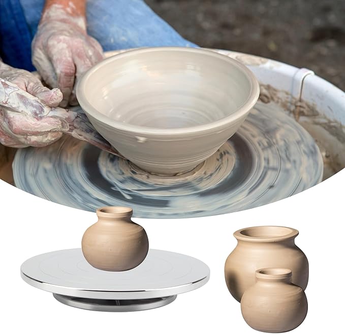 Pottery Turntable Sculpting Wheel, 7.8 Inch Ceramic Clay Rotation Turn Table Double Sided Rotating Tools for Cake Decorating Paint Spraying Painting Crafting Projects (7.8in)