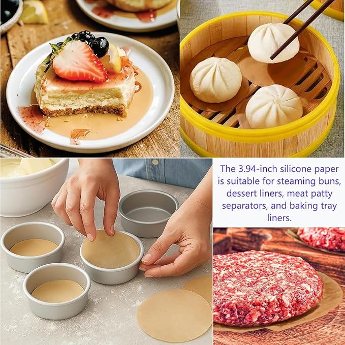 300 Sheets Round Baking Parchment Paper, 4,6,8 Inch Non-Stick Precut Parchment Liners for Cake Pans, Cookies, Grilling, Steaming, and Springform Baking