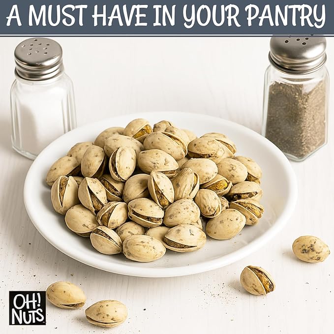 Oh! Nuts Spiced Pistachios – Salt & Pepper, 2 LB – Savory Seasoned Pistachios, Roasted Crunchy Snack – Packed in Reclosable Bag to Maintain Freshness