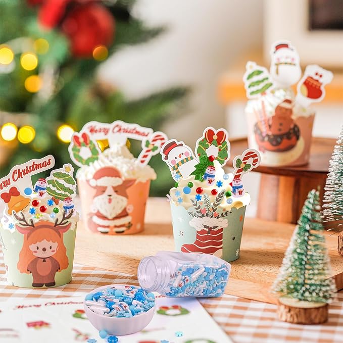 Christmas Sprinkles Winter Holiday Snowflake Sprinkles for Cake Decorating Edible Blue White Sprinkle Snowman Frozen Sprinkle Pearls Sugar Jimmies Mix for Cookie Baking Cake Decoration 3.5 Oz