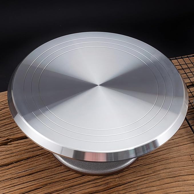 Rotating Cake Turntable, 14" Aluminum Revolving Cake Stand, Cake Spinner Display Tray Plate Tools Accessories for Baking Cupcakes, Pastries and Cake Decorations
