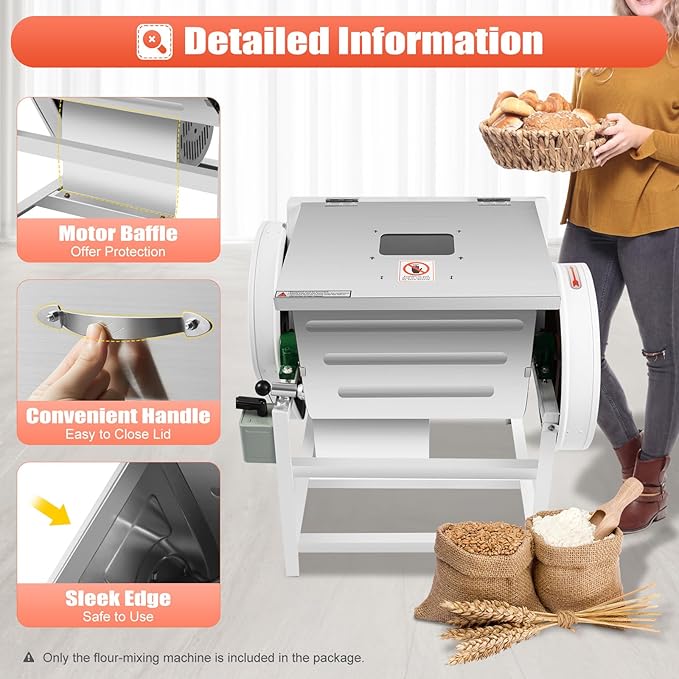 Commercial Food Mixer, 1500W Commercial Dough Mixer 30Qt Kitchen Electric Stand Mixer Maximum Capacity High Safety Detachable Design for Making Dough In Noodle Restaurants Hotels Breakfast Shops