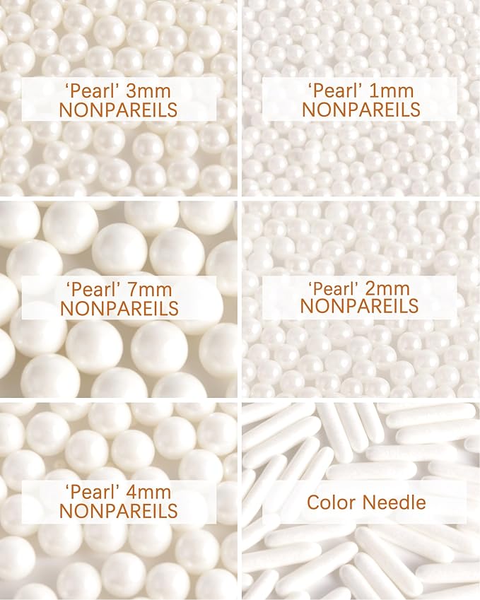 Easter Sprinkles for Baking Edible Sugar Confetti, Nonpareils & Sugar Pearls - Easter Cake Decorations, Cookies, Cupcakes, Dessert Toppings (Spring Pastel Colors) White