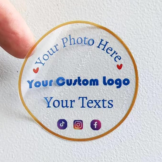 Custom Clear Stickers Personalized Logo Labels Transparent Stickers Waterproof Round, Heart, Rectangle, 1.5", 2", 3",4",5",6", 150pcs (Round)