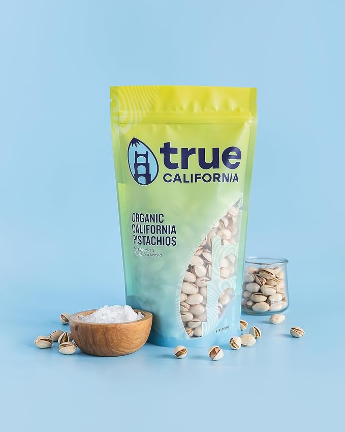 True California Organic Pistachios (1 LB) Dry Roasted & Lightly Sea Salted, In-Shell, Vegan & Gluten-Free