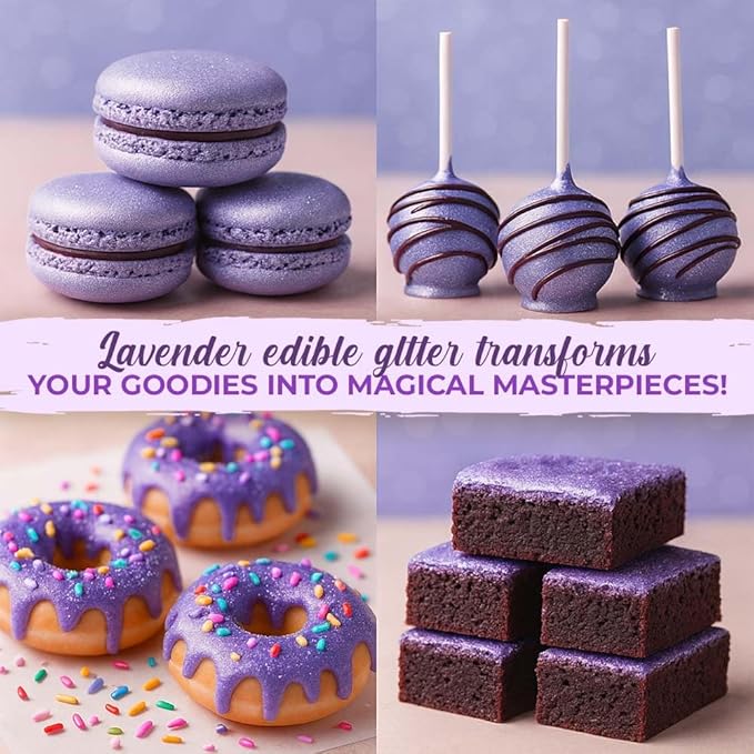 Purple Edible Glitter for Drinks | Premium Edible Glitter for Cakes, Cocktails, Purple Cake Decorating Decorations Food Grade, Vegan, Kosher, Halal, Gluten Free - Made in USA