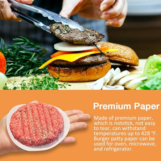 300 Pcs 4.5 Inch Hamburger Patty Paper, Round Burger Paper Sheets, Burger Parchment Papers for Separating Burger Patties