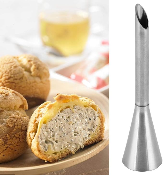 Metal Piping Tip Pastry Filler Injector, Cream Icing Piping Nozzle Tips, Stainless Steel Long Puff Nozzle Decor for Filling Donuts Cupcakes