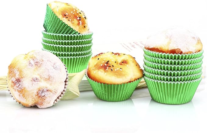 Gifbera Green Foil Standard Cupcake Liners Muffin Cups for Baking Holiday Party, 200-Count