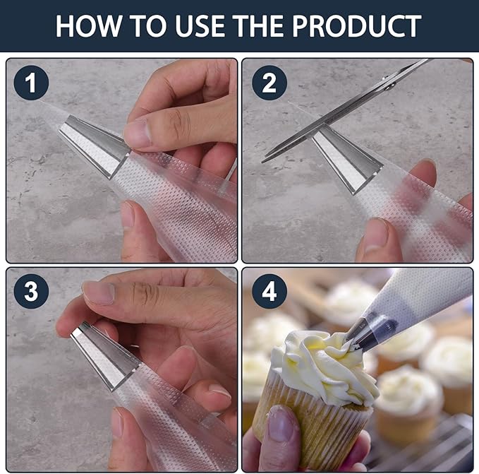 Disposable Piping Bags 12inch Anti Burst Pastry Bags Pastry Bag Pastry Crimpers Icing Piping Bags for Frosting Ideal for Cake Macarons Dessert Decorations Cookies Baking Cupcakes (Clear, 100 Pcs)