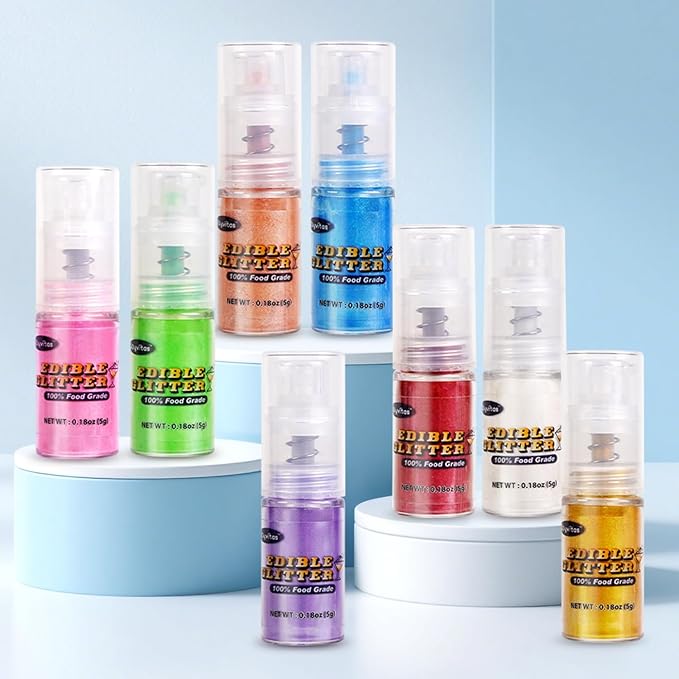 Blue Edible Glitter Spray 5g, Shimmer Edible Glitter for Cocktails, Food Grade Luster Dust for Beverages & Cake Decorating, Drinks, Baking, Chocolate