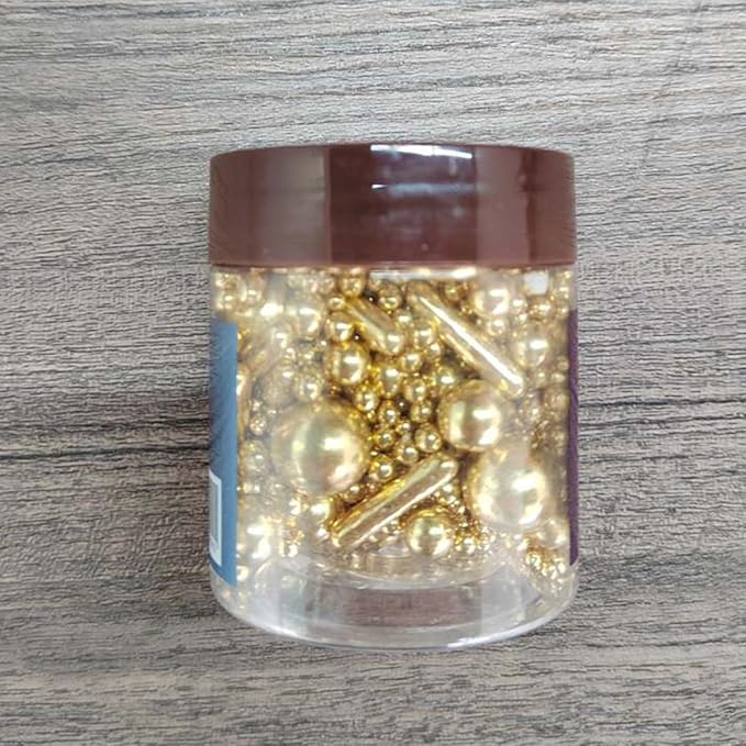 Edible Gold Pearl Sugar Sprinkles Candy Mix Size Baking Edible Cake Decorations Cupcake Toppers Cookie Decorating Wedding Party Valentine Halloween Christmas Supplies 85g/3oz