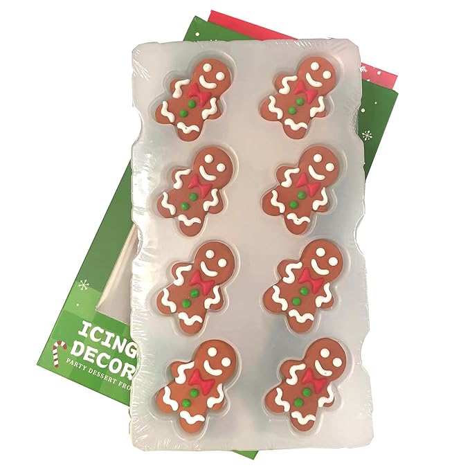 PhilaeEC 8 Pcs Gingerbread Man Icing Decoration Edible Candy Christmas Holiday Sprinkle for Cake Decoration Baking Cookie Cupcake Toppers Party Halloween Christmas Valentines Supplies