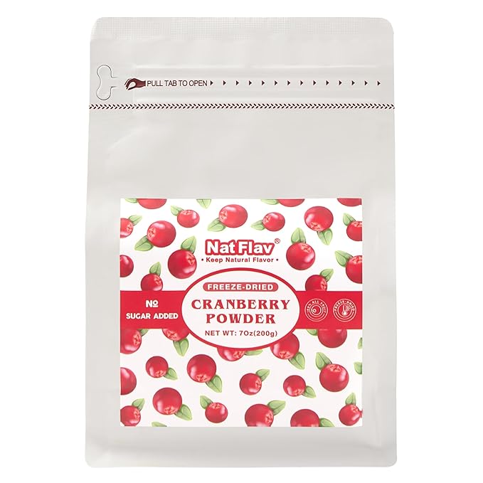 NAT FLAV Freeze Dried Cranberry Powder – 100% Natural, No Added Sugar, No Additives | 7oz | Vibrant Superfood for Smoothies, Baking & Natural Coloring