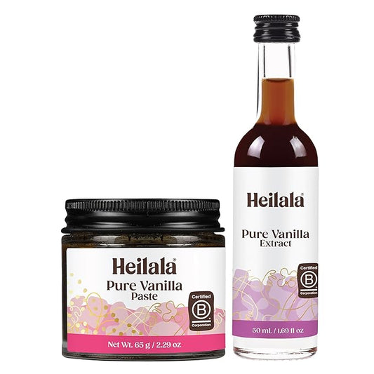Vanilla Bean Paste and Pure Vanilla Extract for Baking (Combo Pack) - Heilala Vanilla Beans are Hand-Picked and Ethically Sourced from Polynesia, Gourmet Bourbon Variety, Loved by Bakers Worldwide