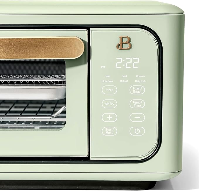 Beautiful Infrared Air Fryer Toaster Oven Combo - 10-in-1 Countertop Convection Oven with Air Fry, Bake, Pizza, Toast & Dehydrate Functions - 1800W Stainless Steel Kitchen Appliance (Sage Green)