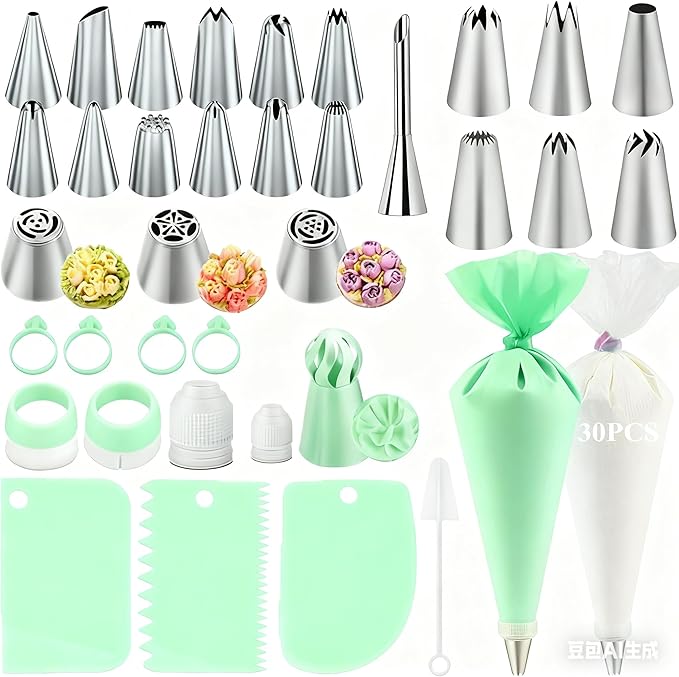 Cake Decorating Kit,Piping Bags and Tips Set,Cake Decorating Supplies,Frosting Piping Kit,Cake Baking Supplies for Beginners (66PS)