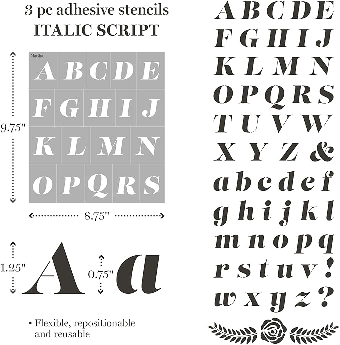 Martha Stewart, Modern Fonts Stencils and Tools Kit, 15 pc