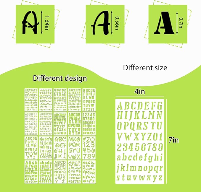 20 Pieces Letter Stencils Reusable Letter Stencils for Painting on Wood, Plastic Alphabet Numbers Stencils, Letter Stencil Template for Notebook, Journal, Scrapbook Decorations (20 Letter)