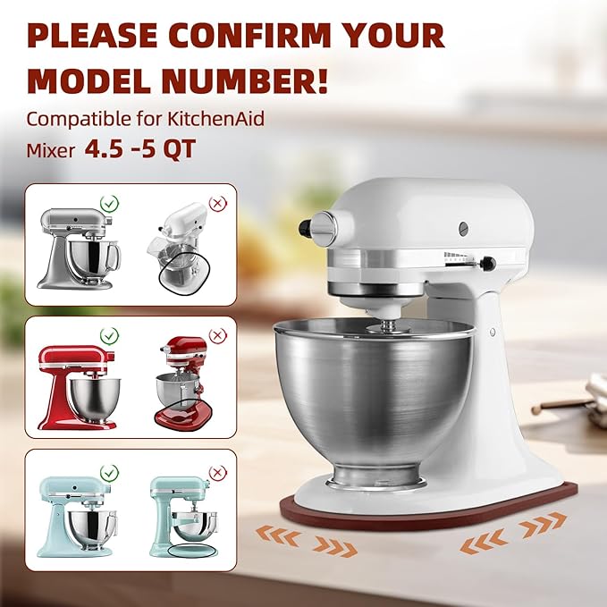 Mixer Slider Compatible with 4.5-5 QT Kitchen Aid Stand Mixers, Kitchen Countertop Storage Mover Sliding Caddy Mixer Slider Mat for Kitchen Aid Stand Mixer Accessories Attachment (Pine Wood - Brown)