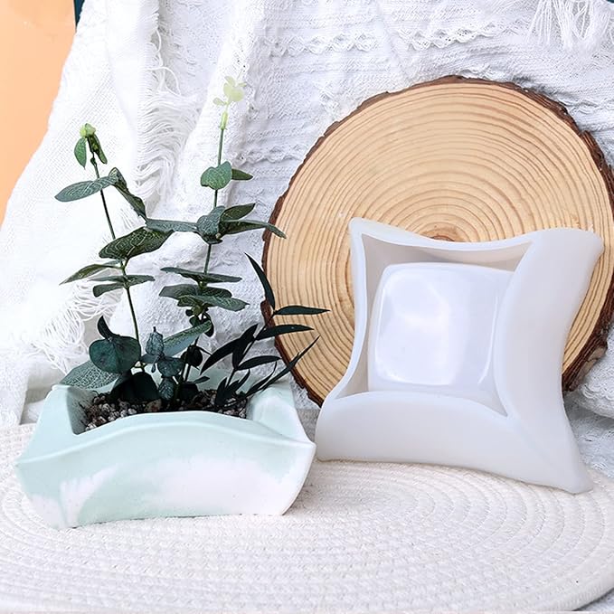 Geometric Square Flower Pot Silicone Mold Epoxy Resin Succulent Planter Vase Cactus Concrete Mold Candle Pen Holder Plaster Cement Clay Mould