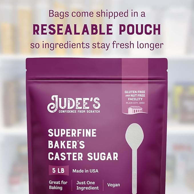 Judee's Gluten Free Superfine Caster Sugar - Tea & Coffee Sweetener - Gluten-Free Baking Sweetener - Pack of 8, 5 lb Pouches (40 lb)