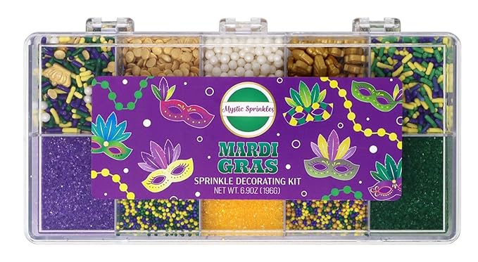 Mystic Sprinkles Mardi Gras Sprinkle Mixes (Mardi Gras Sprinkle Decorating Kit 6.9oz)