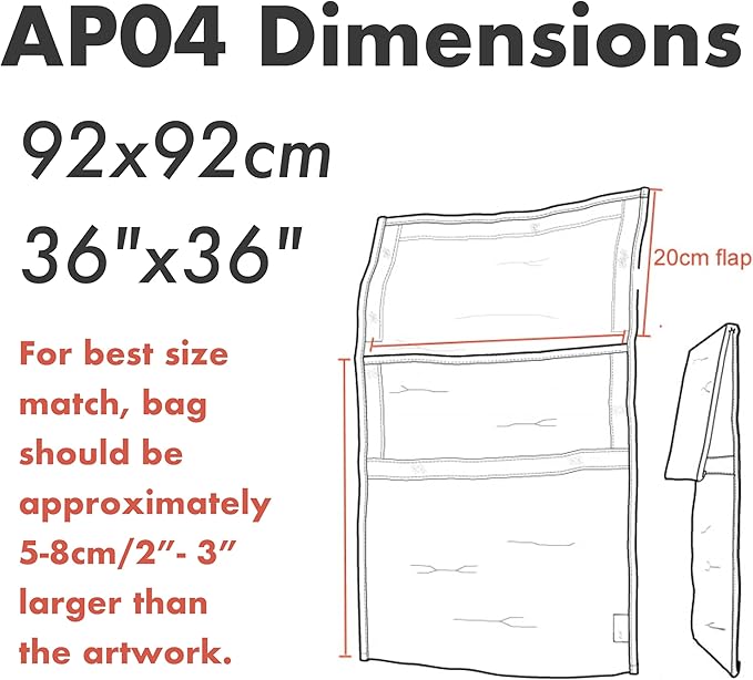 Art Bags (AP04-36 1/2" x 36 1/2") - Strong • Shock-Absorbent • Reusable • Non-Toxic • Waterproof • Acid-Free Lining - Long-Term Art Storage + Shipping + Protection Solution (Color May Vary)