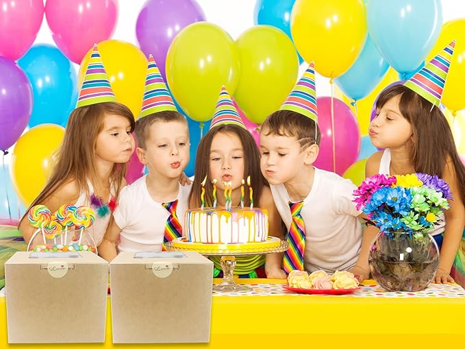 PQZKLDP 12 Pack Mini Cake Boxes, Brown 6 Inch Cake Box with Window, Dessert & Pastry Boxes