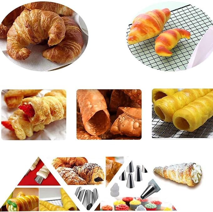 21pcs Cannoli Forms Canoli Tube Set, Cannoli Tubes Molds, Non-stick Stainless Steel 12pcs Tubular Shaped Baking Molds for Danish Pastry Lady Lock Form, Cream Roll, Croissant