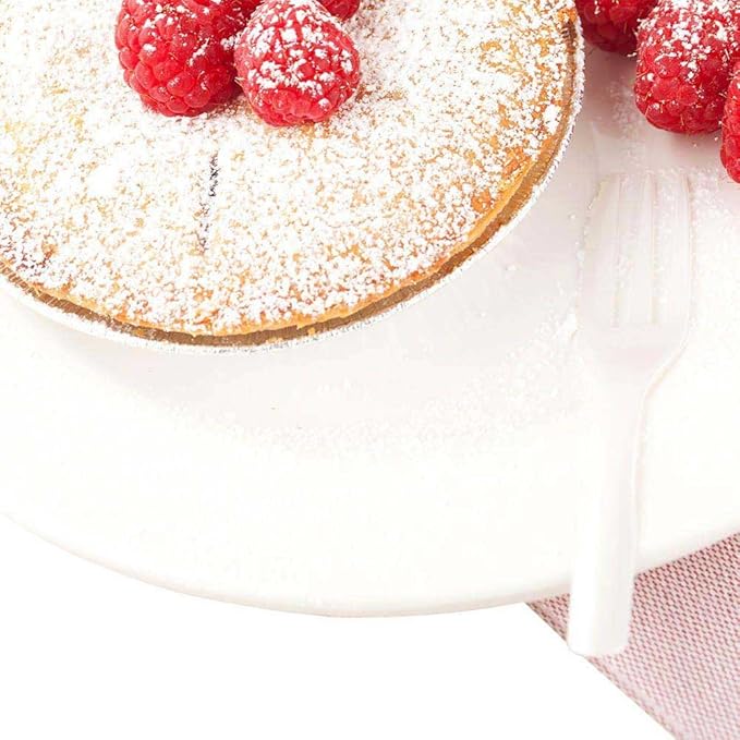 Restaurantware-4 Inch Cake Forks, 100 Knife-Edged Premium Pastry Forks - Disposable, Solid And Durable, PEarl White Plastic Sharp Edge Fork, For Parties, Bakeries, Catering Services, Gatherings