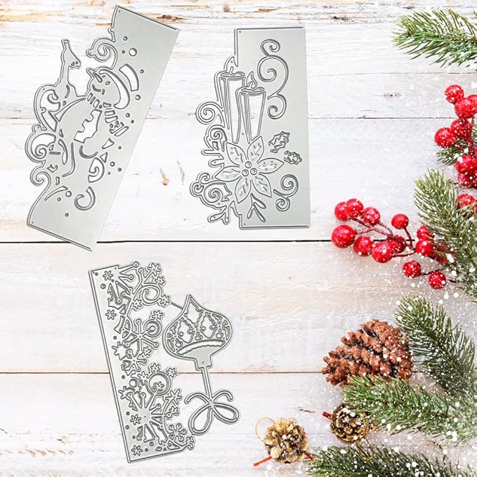 3 Pcs Die Cuts for Card Making, SENHAI Christmas Metal Cutting Dies Scrapbooking Die-Cuts Snowflake Stencil for DIY Christmas Decorations Paper Craft, Embossing, Holiday Decorations