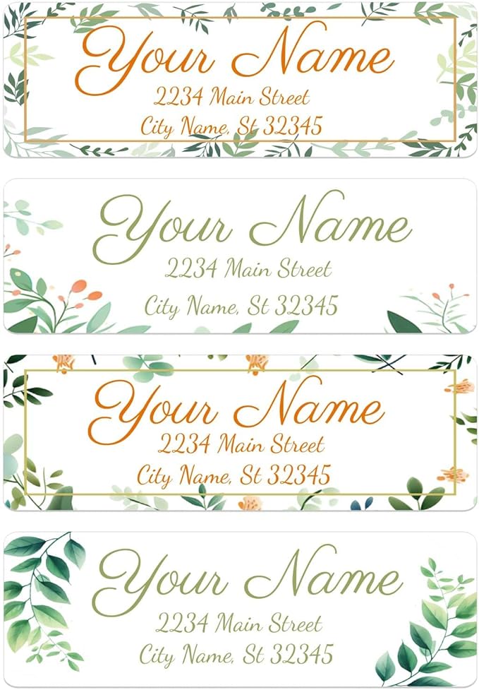 Custom Address Labels mailing Labels Stickers Personalized Christmas Stickers on Sheets from 150pcs in Paper, Vinyl, Kraft Paper, Clear Material 0.75inchx2.5inch (Leaf)