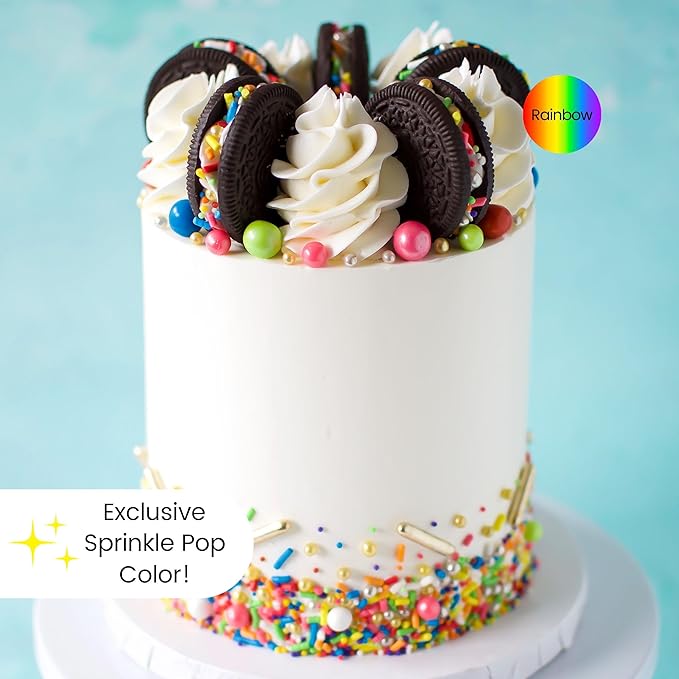 Sprinkle Pop Rainbow Road Sprinkle Mix| Blend of White Red Orange Yellow Green Blue Pink Purple Rainbow Sprinkles Made in USA for Decorating Birthday Cakes Cookie Cupcakes Ice Cream Chocolate,2oz