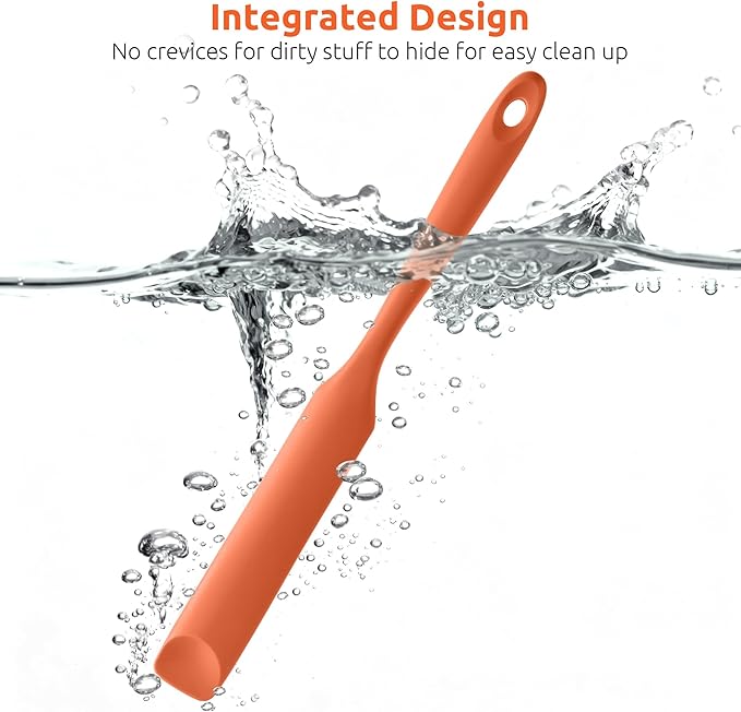U-Taste Silicone Jar Spatula for Sourdough Starter: Long Skinny Food-Grade Jam Spreader, Sturdy Stirring Stick Bowl Scraper with Flexible Spoon Tip, Mixing Icing Tool, Peanut Butter Knife (Orange)