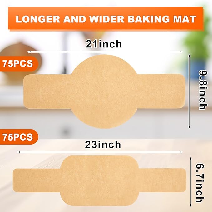 Marspark 150 Pcs Bread Sling Sourdough Bread Sling - Dutch Oven Liner, Pre-Cut Parchment Baking Supplies for Easy Dough Transfer (Unbleached)