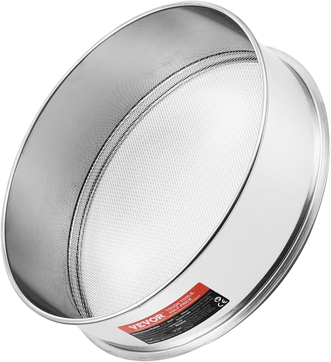 VEVOR Flour Sieve, 12 Mesh Sifter, 304 Stainless Steel Food-grade Fine Mesh Strainer, Dia. 12.6" for Baking, 5 Sizes Mesh Hole for Mungbean, Rice, Pearl Powder