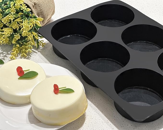 6 Cups Non-Stick Silicone Muffin Pan and Cupcake Maker, Large Size Cupcake Pan, Set of 2